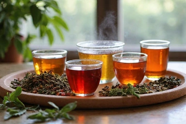 Iba't ibang uri ng mga tsaa na gawa sa halamang gamot.