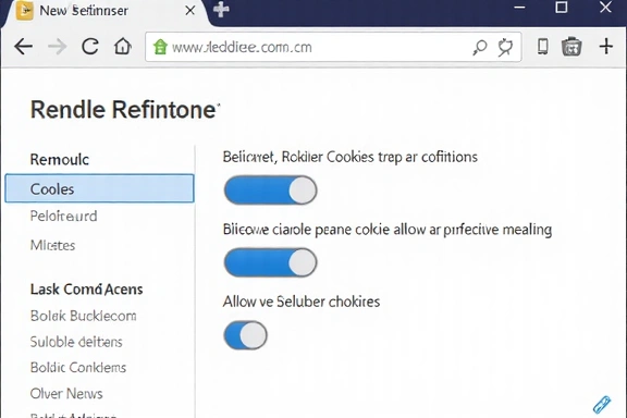 Illustration of browser settings for managing cookies